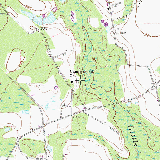 Topographic Map of Camp Ground Cemetery, GA