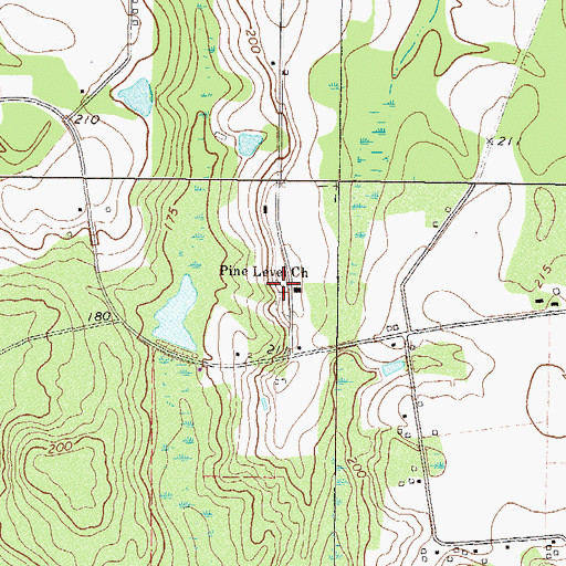 Topographic Map of Pine Level Cemetery, GA