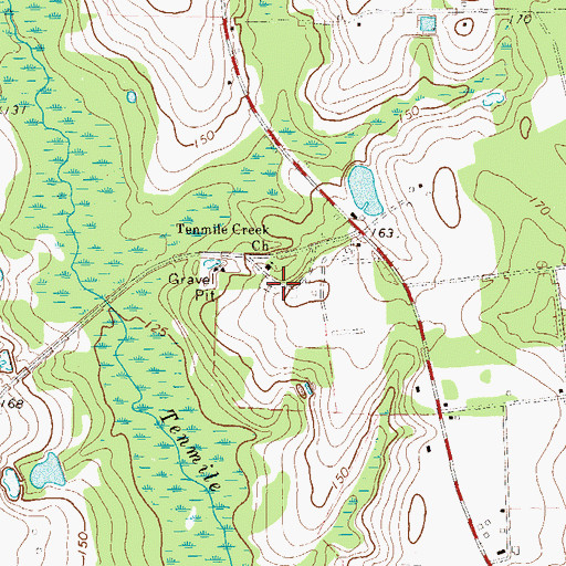 Topographic Map of Ten Mile Cemetery, GA