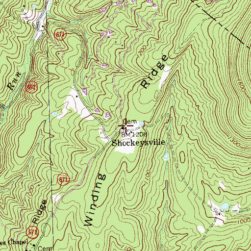 Topographic Map of Shockeysville United Methodist Church, VA