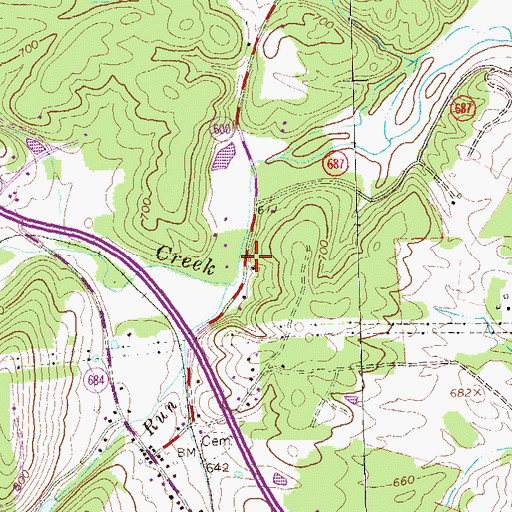 Topographic Map of Back Creek School (historical), VA