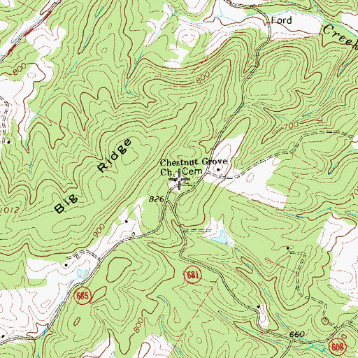 Topographic Map of Chestnut Grove School (historical), VA