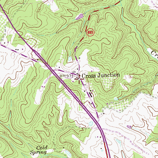 Topographic Map of Cross Junction School Number 2 (historical), VA