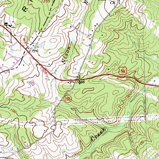 Topographic Map of Crossroads School (historical), VA