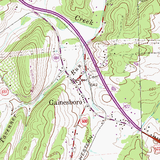 Topographic Map of Gainesboro School Number 1 (historical), VA