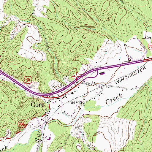 Topographic Map of Gore School Number 1 (historical), VA