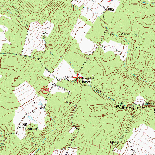 Topographic Map of Howards Chapel School (historical), VA