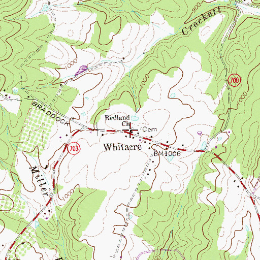 Topographic Map of Redland School (historical), VA
