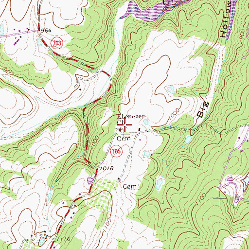 Topographic Map of Ebenezer Cemetery, VA