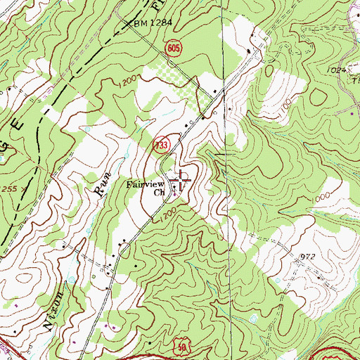 Topographic Map of Fairview Cemetery, VA