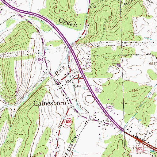 Topographic Map of Gainesboro Cemetery, VA