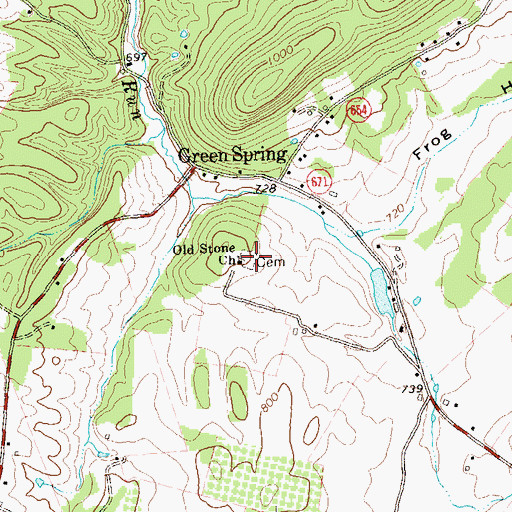 Topographic Map of Old Stone Church Cemetery, VA