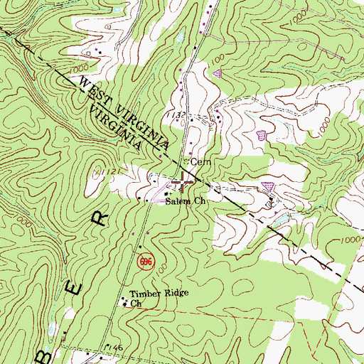 Topographic Map of Salem Cemetery, VA