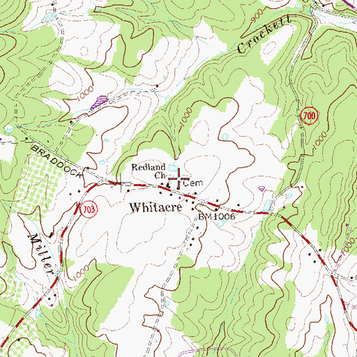 Topographic Map of Redland Cemetery, VA
