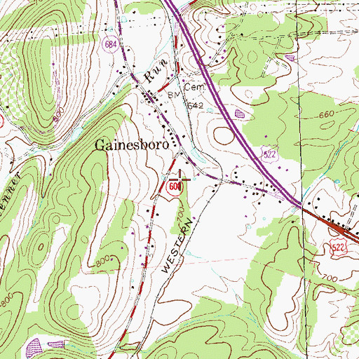 Topographic Map of Gainesboro Neighborhood Park, VA