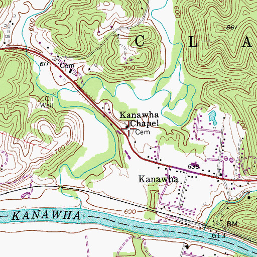 Topographic Map of Bailey - Kanawha Chapel Cemetery, WV