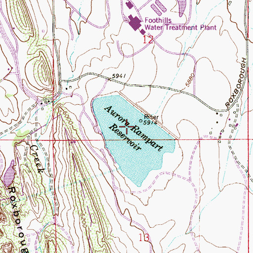 Topographic Map of Aurora-Rampart Dam, CO