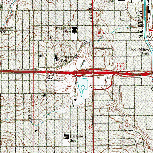 Topographic Map of Barnum Park Lake Dam, CO