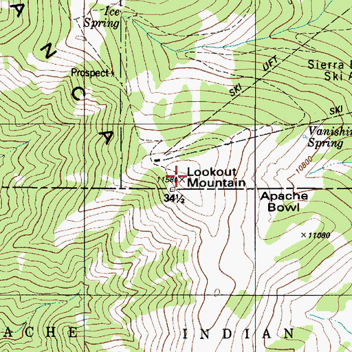 Topographic Map of Lookout Mountain, NM