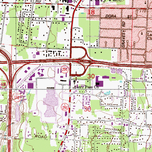 Topographic Map of Ferry Pass Church, FL