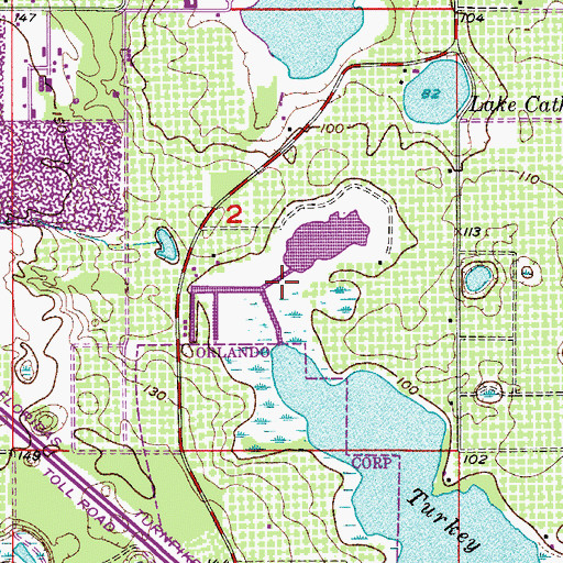 Topographic Map of Turkey Lake Park, FL
