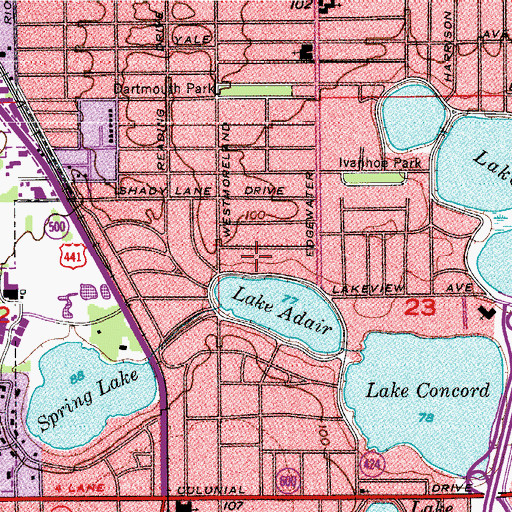 Topographic Map of Lake Adair Park, FL