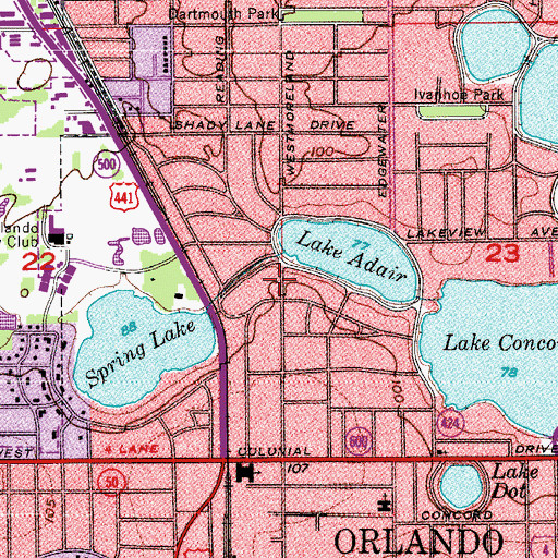 Topographic Map of Overbrook Park, FL