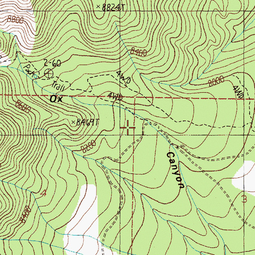 Topographic Map of Ox Canyon Trailhead, NM