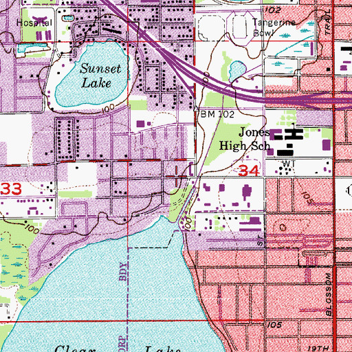 Topographic Map of George Baker Park, FL