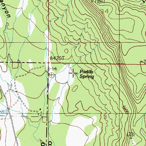 Topographic Map of Padilla Spring, NM