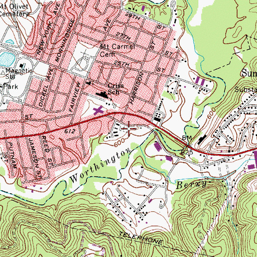 Topographic Map of Catholic Cemetery, WV