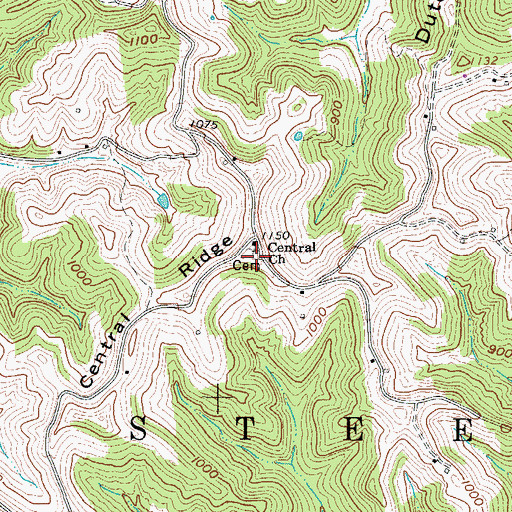 Topographic Map of Central Church of Christ Cemetery, WV