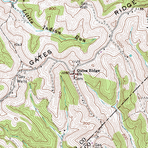 Topographic Map of Gates Ridge Evangelical United Brethren Church Cemetery, WV