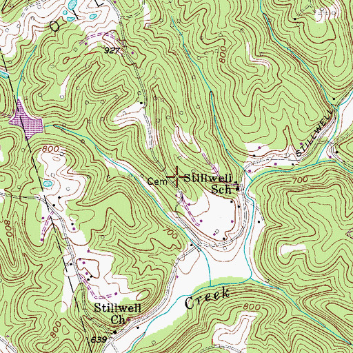 Topographic Map of Grant Hill Cemetery, WV