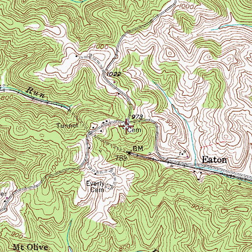 Topographic Map of Greenhill Catholic Cemetery, WV