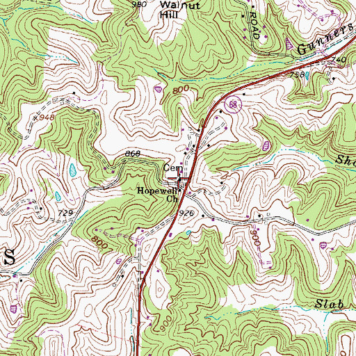 Topographic Map of Hopewell Cemetery, WV