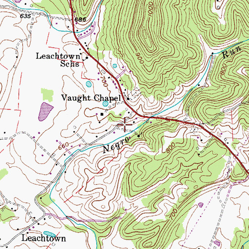 Topographic Map of Leachtown Community Cemetery, WV