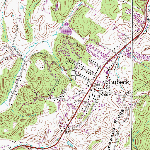 Topographic Map of Lubeck Cemetery, WV