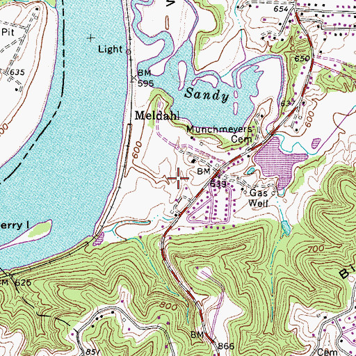 Topographic Map of Meldahl Cemetery, WV