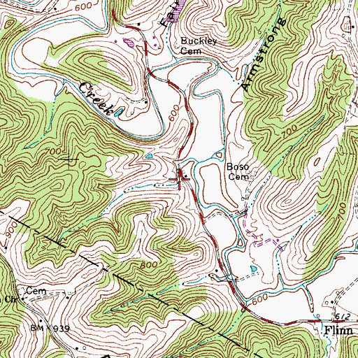 Topographic Map of Mills Cemetery, WV
