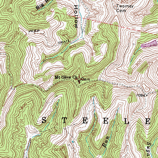 Topographic Map of Mount Olive Church Cemetery, WV