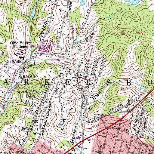 Topographic Map of Ogden Cemetery, WV