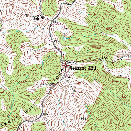 Topographic Map of Pleasant Hill Cemetery, WV