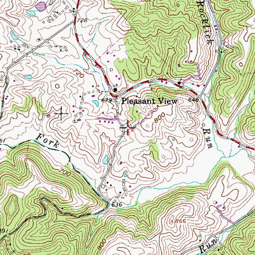 Topographic Map of Pleasant View Cemetery, WV