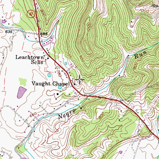 Topographic Map of Vaught Chapel Cemetery, WV