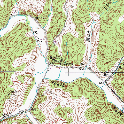 Topographic Map of Buckley Cemetery, WV