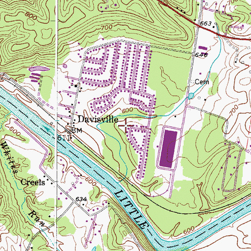 Topographic Map of Creel Cemetery, WV