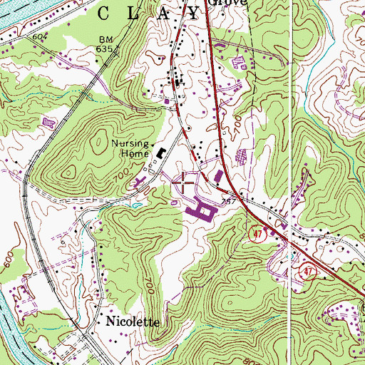 Topographic Map of Vandevier Cemetery, WV