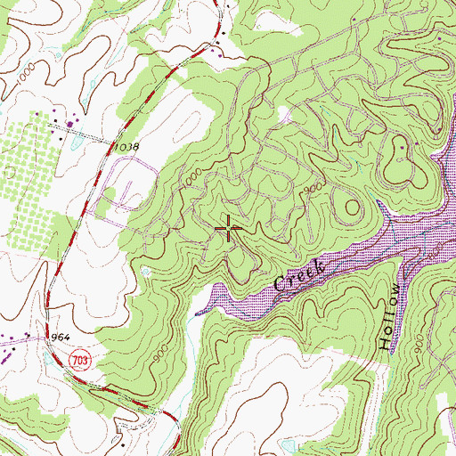 Topographic Map of Mosswood Hills, VA