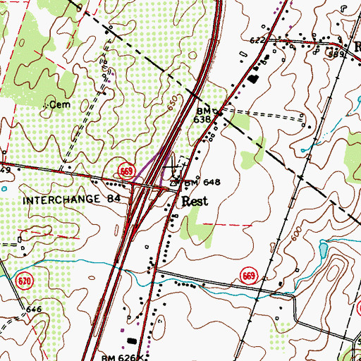 Topographic Map of Rest United Methodist Church, VA